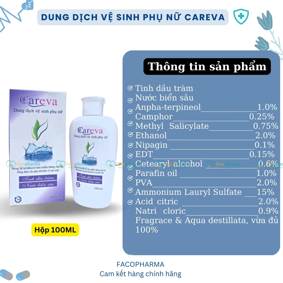 Dung dch v sinh ph n CAREVA chit xut tinh du trm ngn nga vim  nhim ph khoa vim m o v sinh vng kn | Lazada.vn