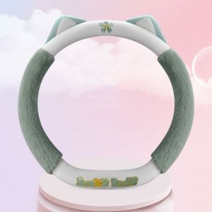 MIIQNUS Mùa đông Phù hợp 38cm Phổ thông Phụ Kiện Xe Hơi Tai Mèo Mèo dễ thương Chuông nhỏ Trang trí xe hơi Ấm sang trọng Bọc vô lăng cho mèo Bọc tay cầm xe hơi Bọc vô lăng Bảo vệ vô lăng