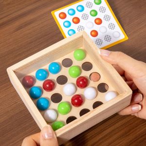 YOCKY Rolling Bead Montessori Clip Beads Toy Wooden Puzzle Bead Color Matching Game Travel Toy Learning Color Sorting Game Fine Motor Training