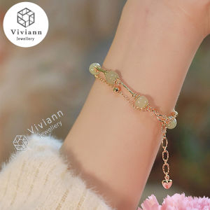 Viviann Original Hetian Jade Bracelet Double Layer Gold Plated Silver Chain Vintage Adjustable Bracelet Charm Bracelets & Bangles green jade Bracelet For Women beads pendant Jewelry For Women Gift