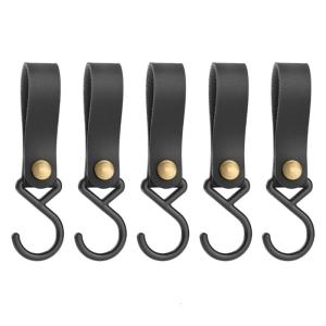 5Pcs Outdoor Camping Hook S Shape PU Leather Hanging Hook Portable Camping Hangers Triangular Storage Rack Shelf Hook