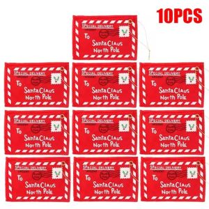 1/20pcs Santa Claus Envelope Red Felt Non-Woven Letter Embroidered Envelopes for Christmas Tree Hanging Card Candy Gifts Bags Home Decor