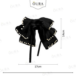 Jepitan Rambut Pita Mutiara Korean Hairclip Ribbon Aesthetic Fashion Accessories Untuk Wanita