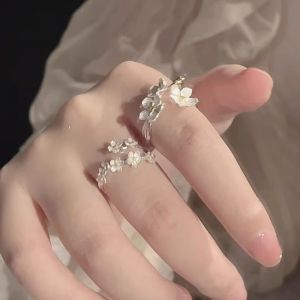 Camellia Ring Flower Finger Ring Simple Open Adjustment Ring Fashion Accessories