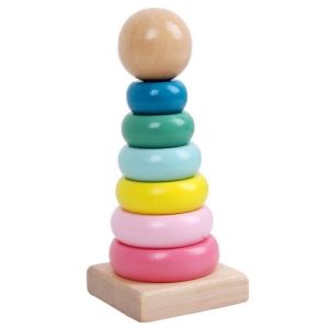 TokoYoyo Mainan Anak Ring Donat Susun Kayu Edukasi Puzzle Tower Donut Wooden Kid Toys