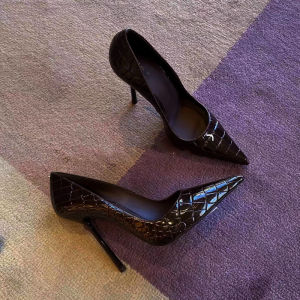 Free Shipping WomenS Black High-Heeled Shoes For Hotel Work Stiletto Heels Professional Attire Pointed Toe Soft Leather Large Size Comfortable Office Shoes