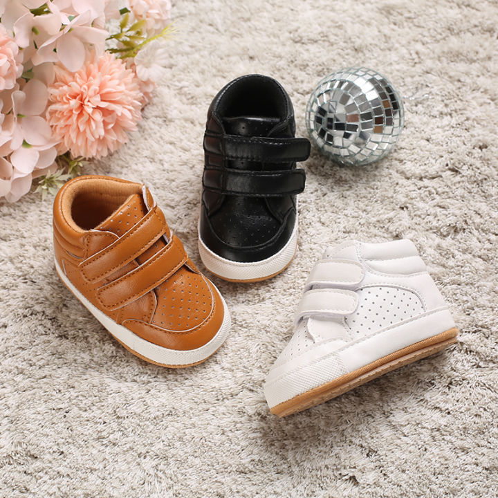 Baby Boys Trendy High Top Sneakers With Hook Loop Fastener