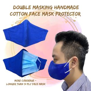 (Fully Cover)Double Masking ADULT Mask Protector Washable Handmade Cotton Face Mask Topeng Muka Kain Boleh Cuci 2 Lapis Dewasa Cloth face mask 双层口罩布口罩套 可洗