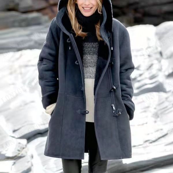 Lonice Store Plus Size Women's Coat Fleece Hooded Cardigan Casual Long ...