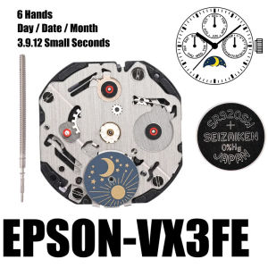 2024VX3F Movement Epson VX3FE Movement VX3 Series-Quartz Movement Size:10 1/2 6 Hands Day / Date 3.9.12 Small Seconds