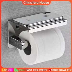 Stainless Steel Bathroom Paper Holder With Phone Shelf Wall Mount Toilet WC Paper Roll Rack Holder For Bathroom Kitchen Washroom