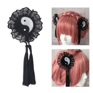 Taichi Bagua Tassels Hair Clip for Female and Girl Strong Secure Clip Ponytail Holder Side Barrette for Cultural Event