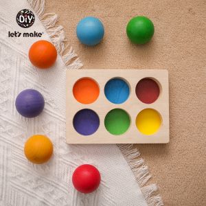 Lets Make Wooden Toy Rainbow Mathching Ball Safe Water Paint Color Cognition Toddler Early Education Toys