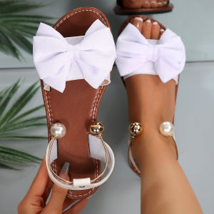 Free Shipping 2026 New Bow-Knot Flat Sandals WomenS Outdoor Wear Solid Color Lightweight Comfortable And Casual Sandals