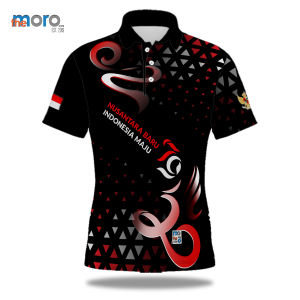 the moro - Kaos Baju Tshirt Jersey Polo/Kerah Pria Kemerdekaan ART 02 HUT RI 79 Dirgahayu Indonesia