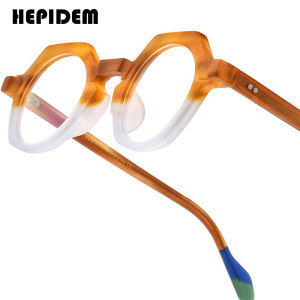 HEPIDEM Acetate Gọng kính phụ nữ thương hiệu thiết kế tròn nerd Kính mắt người đàn ông dày Nhật Bản handmade cỡ lớn kính mắt cho mắt 9233