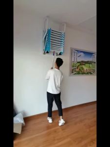 【Wuxih】Outdoor escopic Ladder Outdoor Retractable Staircase Attic Household Folding Lifting and Stretching Indoor Hidden Duplex Outdoor Lifting Wall Ladder