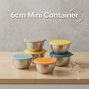 Reusable 6cm Stainless Steel Mini Food Container with Silicone Lid for Small Portions and Snacks