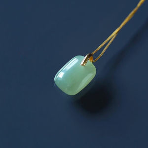 Sinboia 24x17mm Natural Hetian Jade Pendant Necklace For Women With 18K Gold Chain Elegant Jewelry For Girls