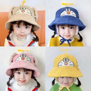 Mũ rộng vành gắn chong chóng Doremon kèm bịt tai