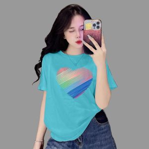 Áo Thun Thái Nữ Form Vừa Cotton 100% Mềm Mịn Mát (Mã A43 Tim Sọc) Từ 40 Đến 60kg Phong Cách Cá Tính Độc Đáo