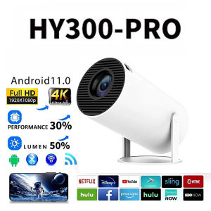 HY300 Projector Smart Projector Ultra HD 4k Android Projector 8000 Lumens WiFi Bluetooth Wireless Connection Portable Mini Projector