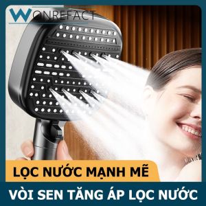 Bát Sen Tăng Áp 5 Chế Độ Phun Tích Hợp Lõi Lọc Nước Sạch Tay Sen Tắm ABS Chống Bong Sơn 171 Lỗ Nước Phun Mạnh Mẽ Toàn Thân Khử Clo Kim Loại Nặng Đầu Vòi Sen Cầm Tay Dễ Thay Lõi Chuẩn Ren 21 Chăm Sóc Da Nhạy Cảm Nhà Tắm Sang Trọng