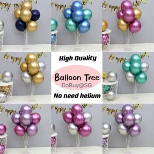 🔥SG LOCAL STOCK🔥100cm 7 Balloons Chrome Confetti Balloon Bouquet with Balloon Stand Standing Balloons Balloon bouquet Balloon Tree No helium required Birthday Party Christmas Wedding Proposal Company Event