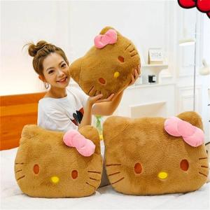Sanrio Hello Kitty Doll Pillow Cartoon Anime Character Black Leather KT Doll Sofa Cushion High Value Send Girls Kawaii Toy Gift