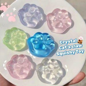 IPIE2 Transparent Squeeze Toy Sparkling Fidget Transparent Cat Claw Toy Funny Simulation Mini Cute Sensory Toys Children Birthday Gift