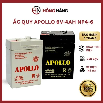 Ắc Quy Khô APOLLO 6V4 Ah Cho Quạt Tích Điện Xe Điện Trẻ Em Đèn UPS Thiết Bị Y Tế