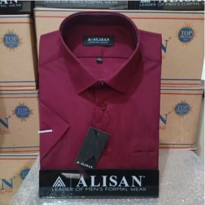 ALISAN Kemeja Polos Putih Lengan Pendek Pria Model Slim Fit Atasan Kerja Kantor Formal Premium