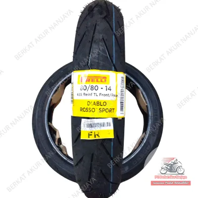 Ban Motor Matic 80/80 ring 14 PIRELLI DIABLO ROSSO SPORT TUBELESS Bonus Pentil untuk mio x ride fino dll