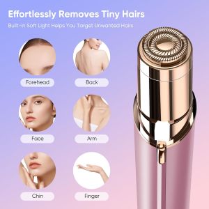 Facial Hair Removal for Women Painless Hair Remover USB Lipstick Electric Shaver Waterproof Shaver Razor Hair Remover for Face Bikini Peach Fuzz Upper Mustache Lip Chin (Rose Gold)