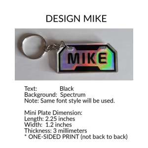 Personalized Mini Plate Acrylic Keychain in 3 Color Variants & 6 Designs