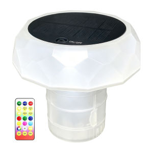 Colorful LED Solar Pool Chlorine Floater 3 Inch Tablet Holder Remote Control Floating Pool Lights Auto On Off Waterproof Outdoor Hot Tub Spa Swimming Pool Decor