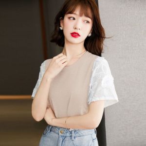 Wulove สินค้าใหม่รุ่นแนะนำ เสื้อแฟชั่น เสื้อยืดลำลอง ดีไซน์สุดเก๋ไม่มีตกเทรน พร้อมส่ง 4 สี ดีเทลเสื้อแต่งลูกไม้ด้านข้าง เพิ่มความเซ็กซี