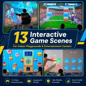 Interactive Wall Projection Game System with Smart Sensors for Multi-player Indoor Commercial and School Sports Venues