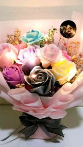 Korean Style Fragrance Baby Breath Flowers Soap Rose Flowers Bouquet/ 韩式/满天星干花/彩色玫瑰香皂花束