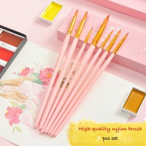 JOWOART 7pcs Dream pursue Series Round head nylon paintbrush Suite Beginner Adult Professional Drawing Art Painting Watercolor Brush set
