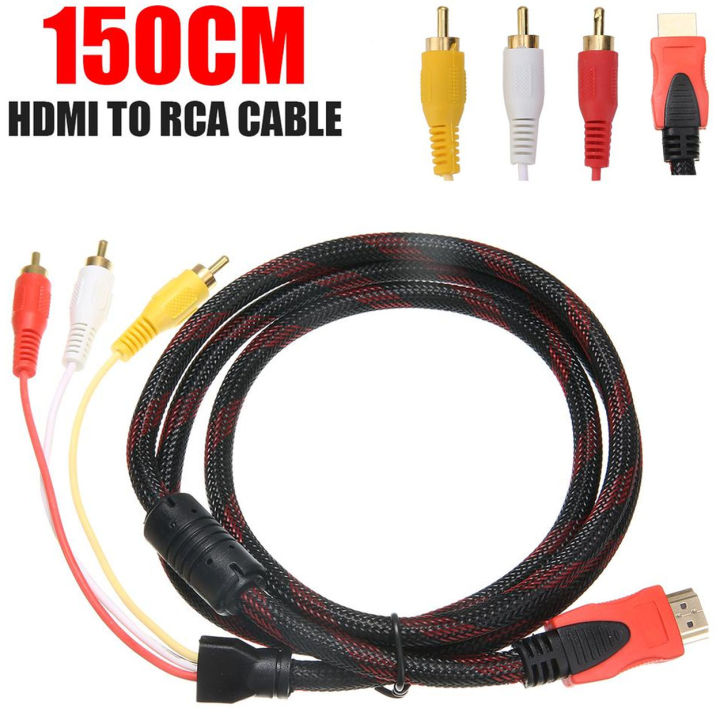 HDMI RCA Cable - Converter Adapter Connector Adapter Cable Cord Transmitter  1.5M 5Ft HD 1080P HDMI Male to 3 RCA AV Component Converter Adapter for