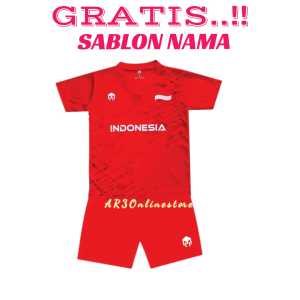 ( FREE SABLON NAMA ) Baju olahraga anak balita laki/perempuan kaos bola futsal badminton bulutangkis tenis voli usia TK 2-5 tahun terbaru