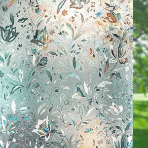 Miếng Dán Cửa Sổ Riêng Tư 3D Tĩnh Điện Màng Tự Dính Trang Trí Mờ Hoa Tulip Miếng Dán Kính Màu Đục 45*100Cm