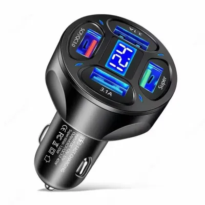 Car Charger Universal Charger Mobil 4USB 120W Mendukung QC 3.0 Original Colokan Mobil Fast Charging Adaptor 6in1
