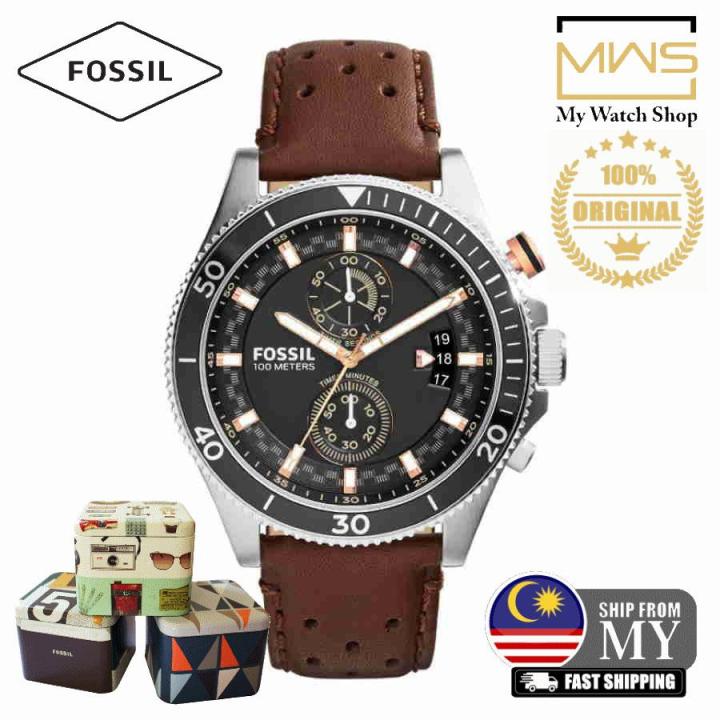 Original Authentic Fossil CH2944 Men s Wakefield Chronograph Brown Leather Strap Watch Lazada