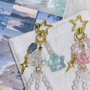 Hợp Thời Trang Đại Dương Lấy Cảm hứng Móc Chìa Khóa Cá Sao Chuông gió Đính Cườm Keychain Điện Thoại Và Tai Nghe Trường Hợp Quyến Rũ Hợp Thời Trang Phụ Kiện