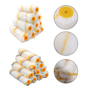 Manooby Junejour 5/10Pcs 4 Inch Paint Mini Roller Brush Proffesional Sleeves Replacement Paint Edger Brush Tool For Home Wall Ceilings