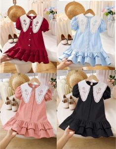 Dress Anak Aira 1-5 Tahun Rayon Premium Bordir Bunga Model A Line Panjang Selutut