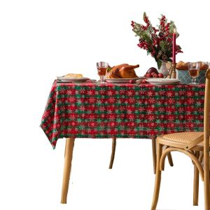 CHICSTOP Checked Square Soft Snowflakes for Table Plaid Pattern Christmas Decorations Christmas Tablecloth Table Cover Dining Tablecloths
