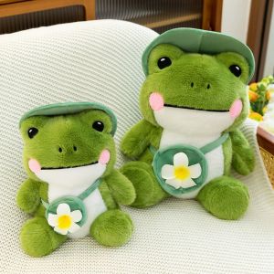 JUVIAAL Fluffy Green Frog Plush Toy Stuffed Collection Frog Stuffed Doll Sleeping Mate Toy Ins Animal Frog Pillow Home Decor